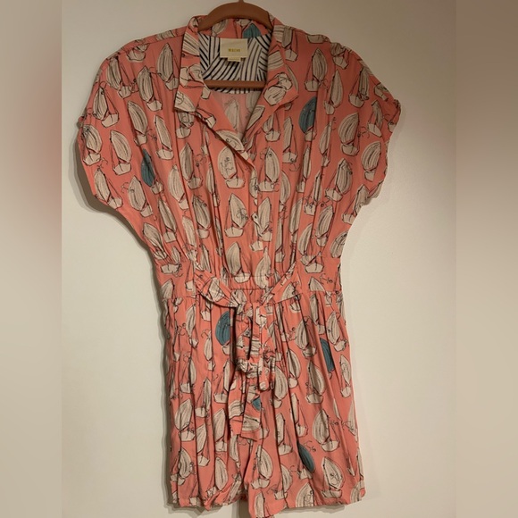 Maeve Pink Sailboat Pattern Mini Romper - Picture 2 of 7